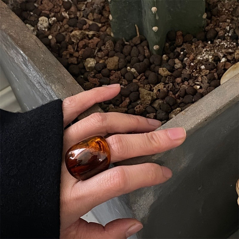 Amber Swirl Resin Ring
