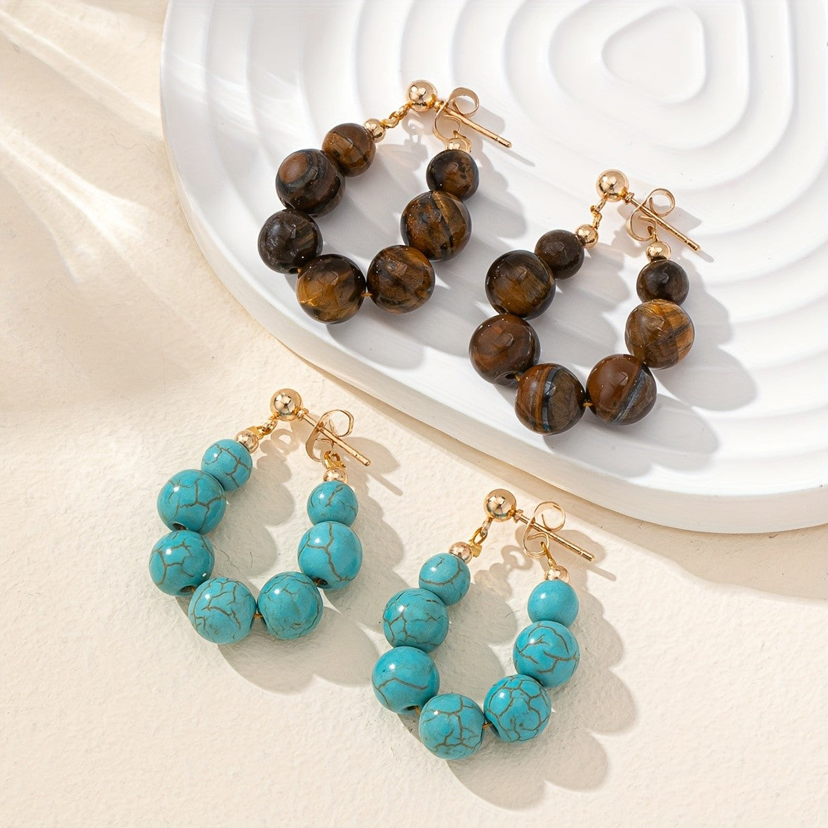 Turquoise Bead Drop Earrings