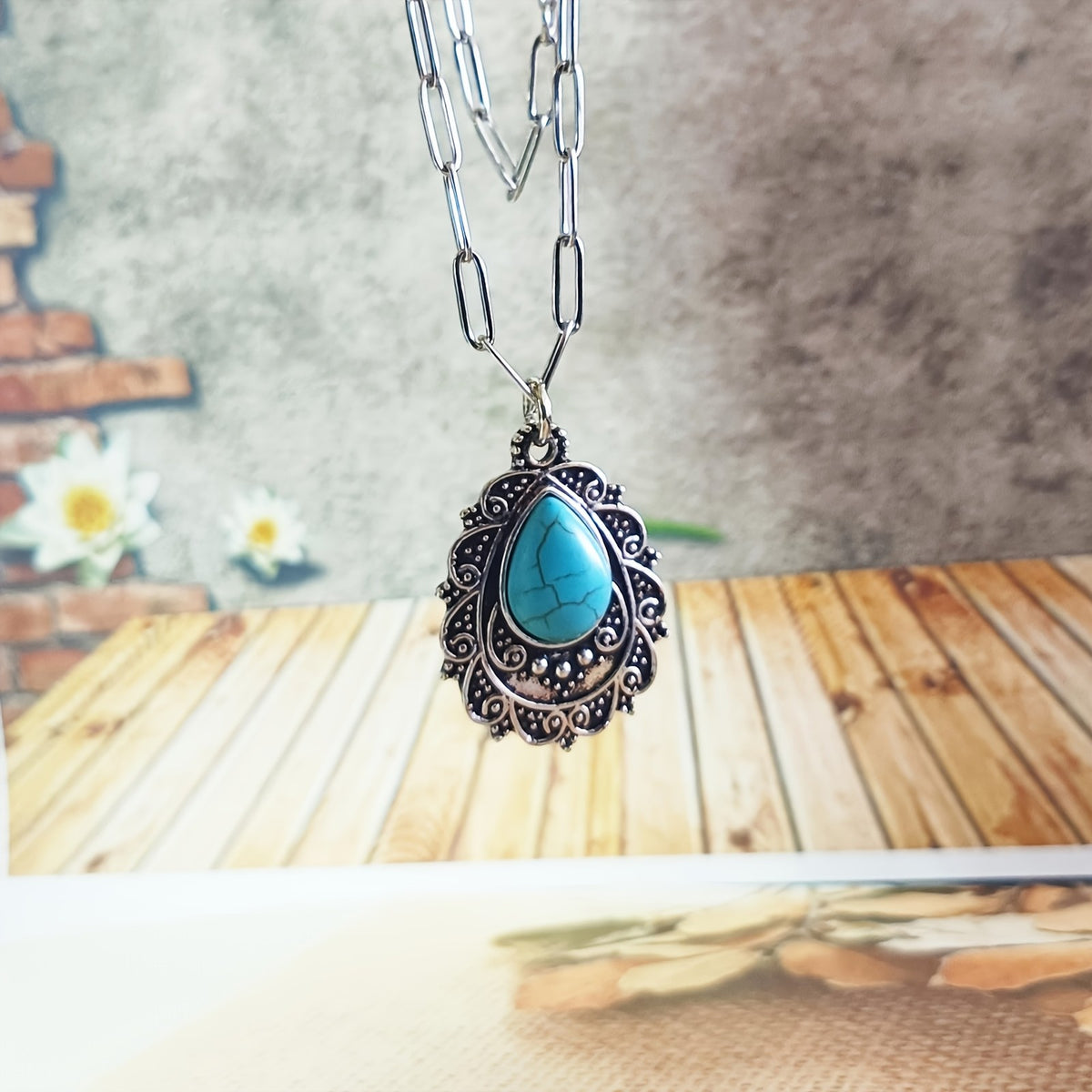 Ornate Filigree Turquoise Necklace