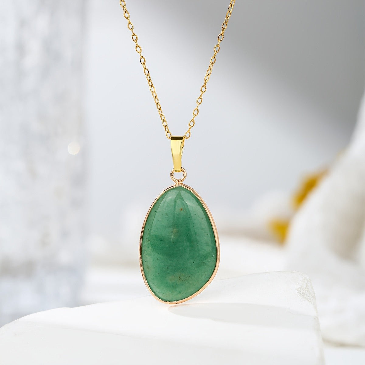Iridescent Teardrop Stone Necklace