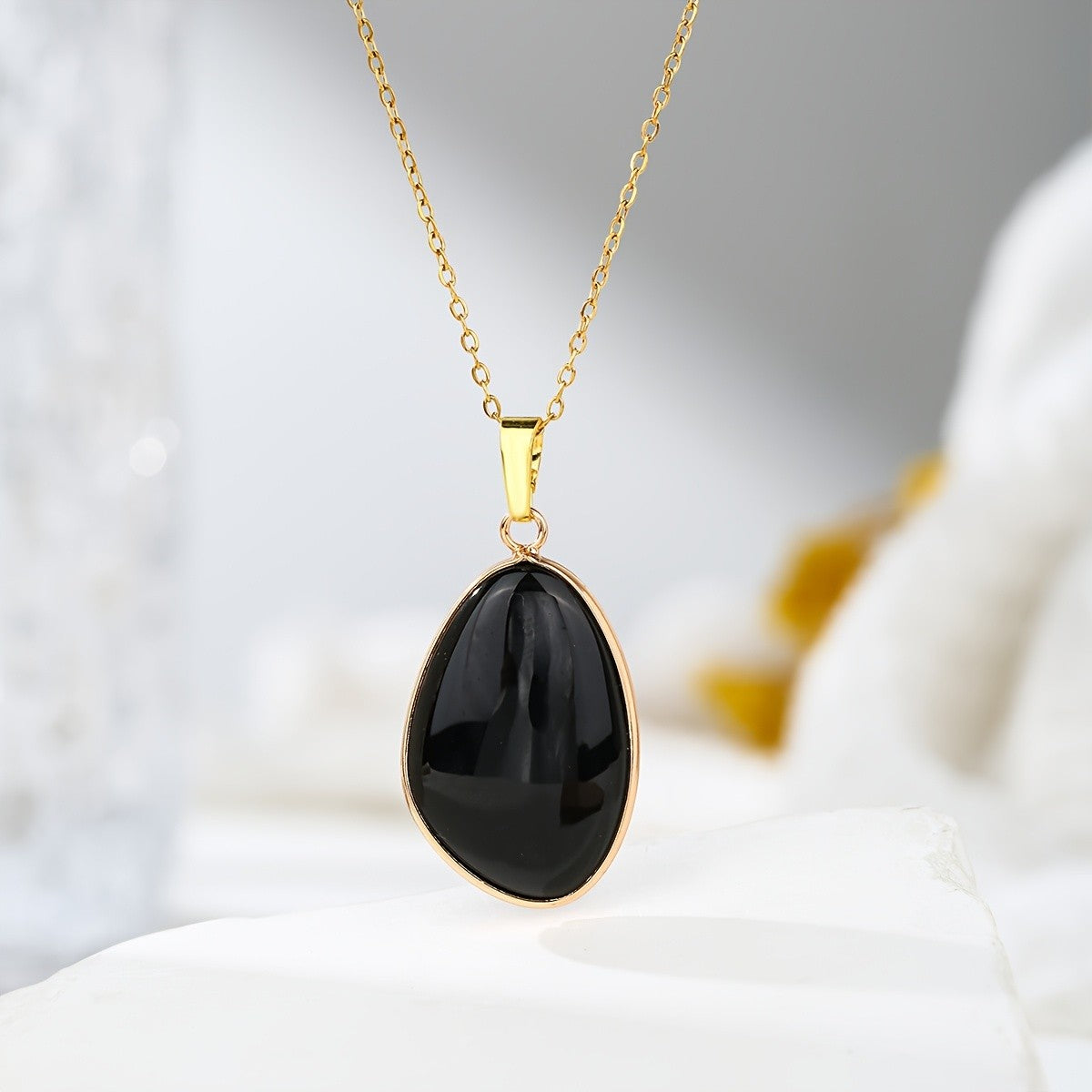 Iridescent Teardrop Stone Necklace