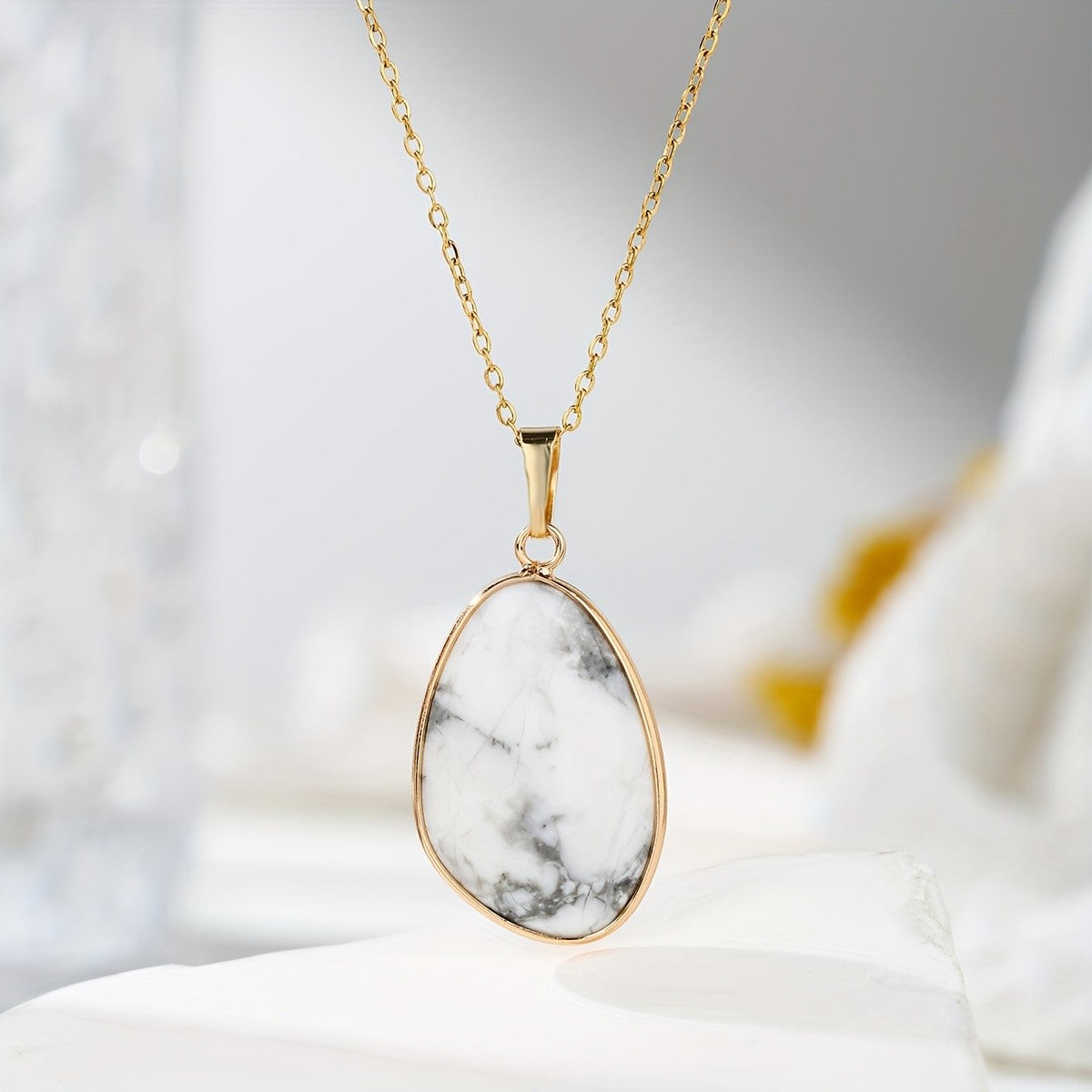 Iridescent Teardrop Stone Necklace