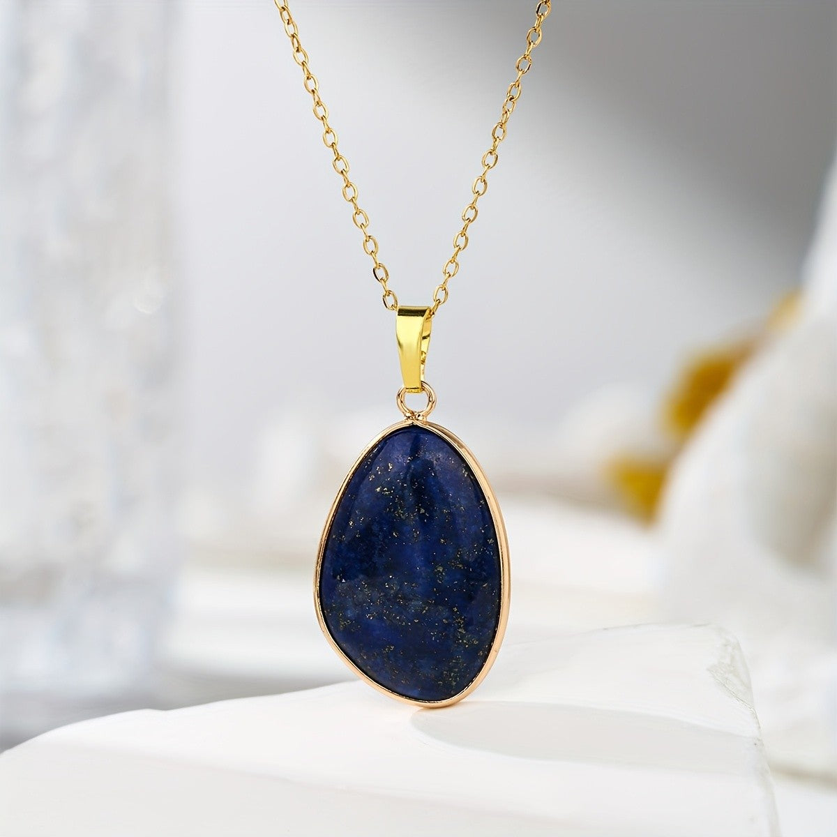 Iridescent Teardrop Stone Necklace