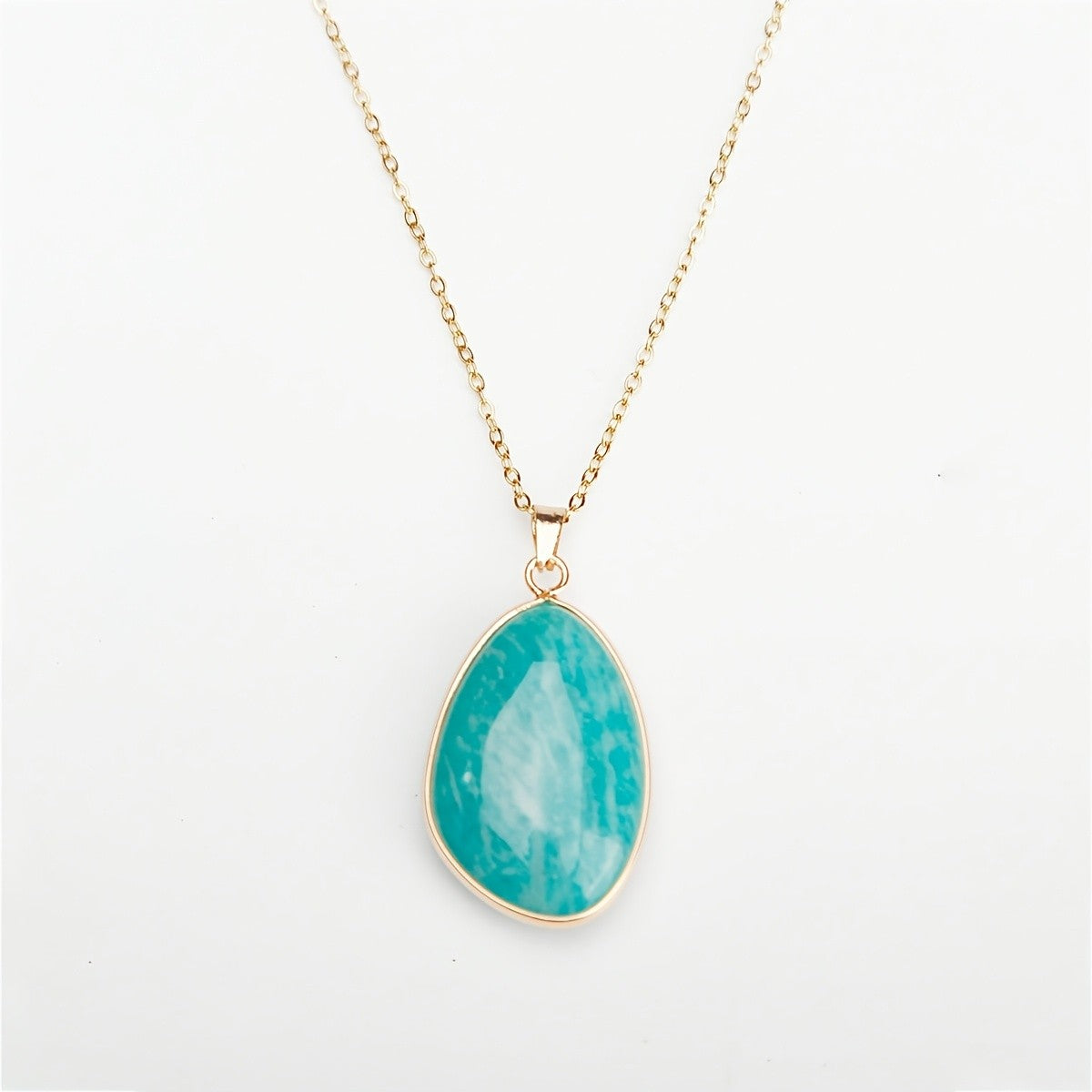 Iridescent Teardrop Stone Necklace