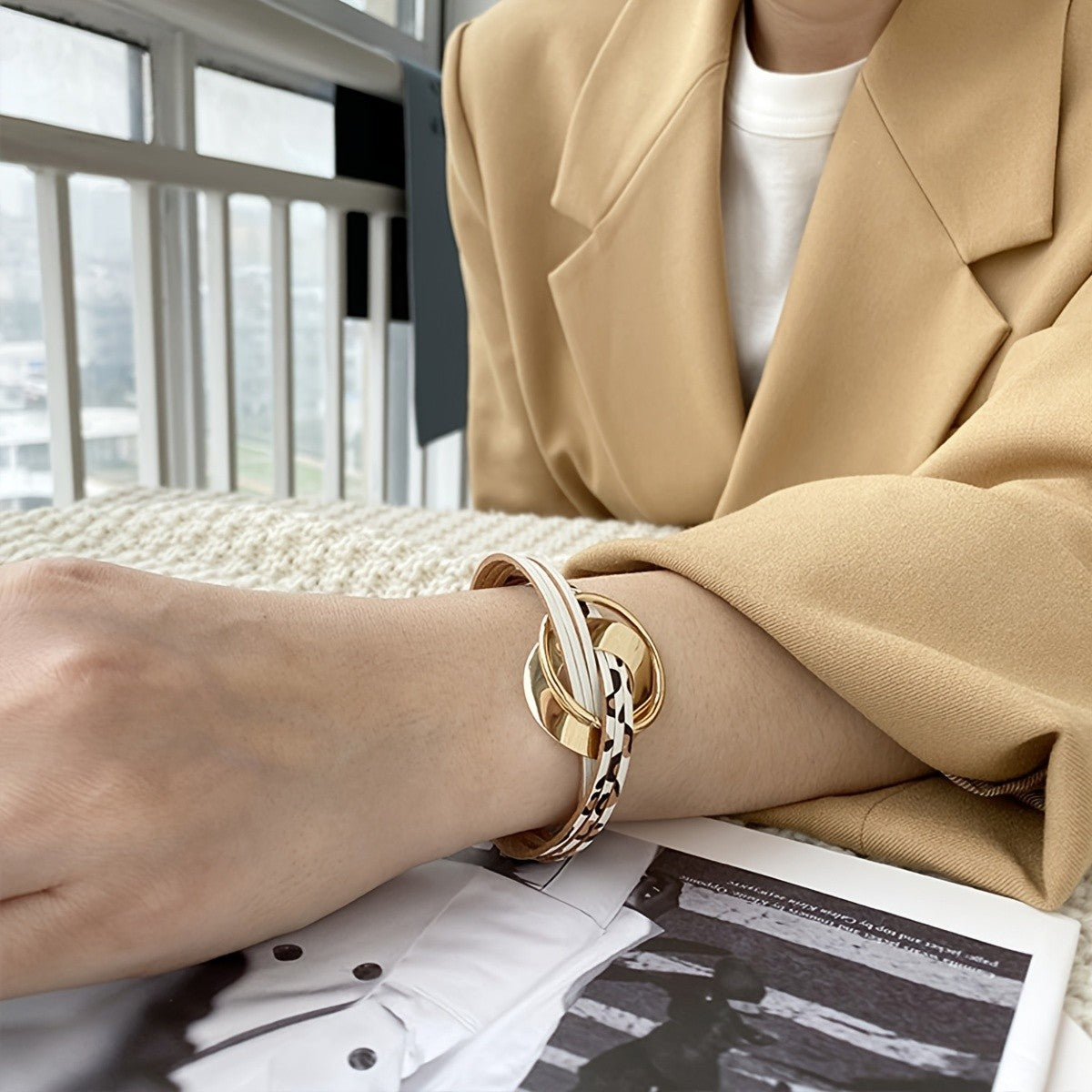 Layered Faux Leather Knot Bracelet