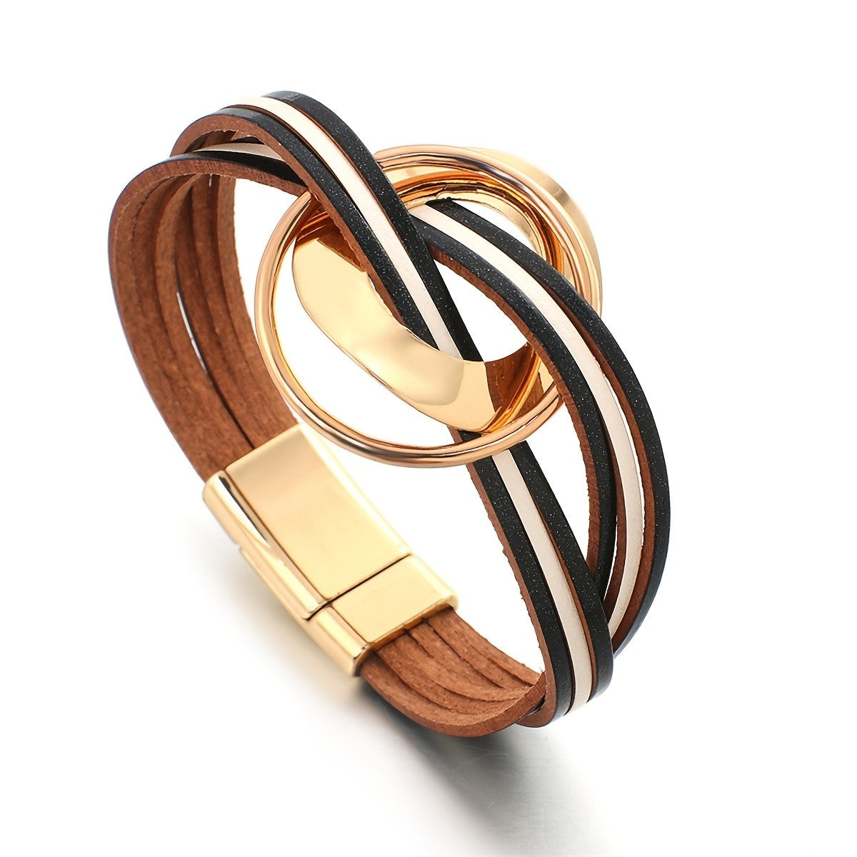 Layered Faux Leather Knot Bracelet