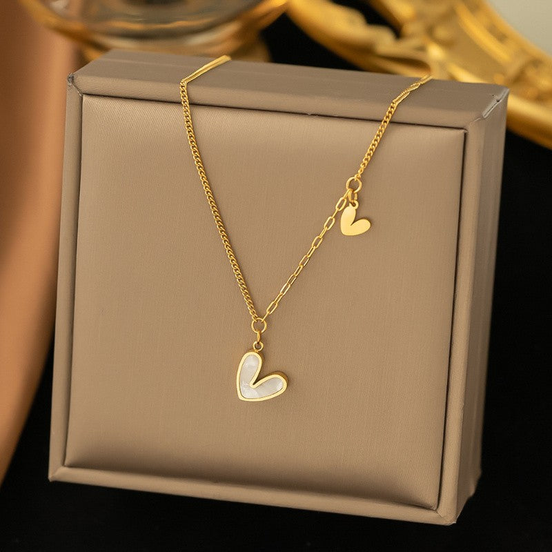 Open Heart Shell Inlay Necklace
