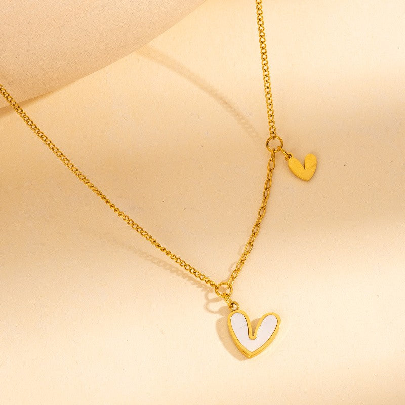 Open Heart Shell Inlay Necklace