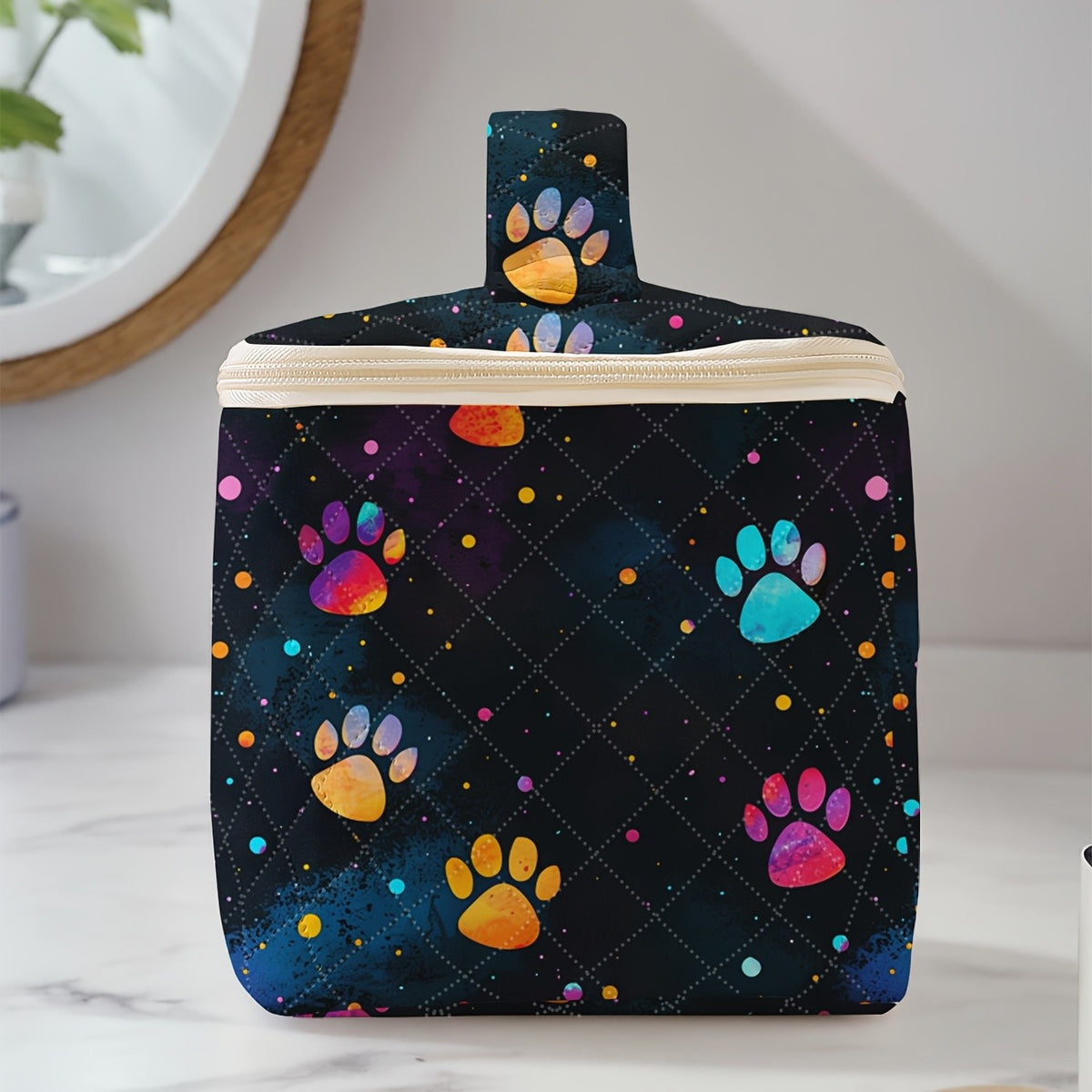 Colorful Paw Print Cosmetic Bag