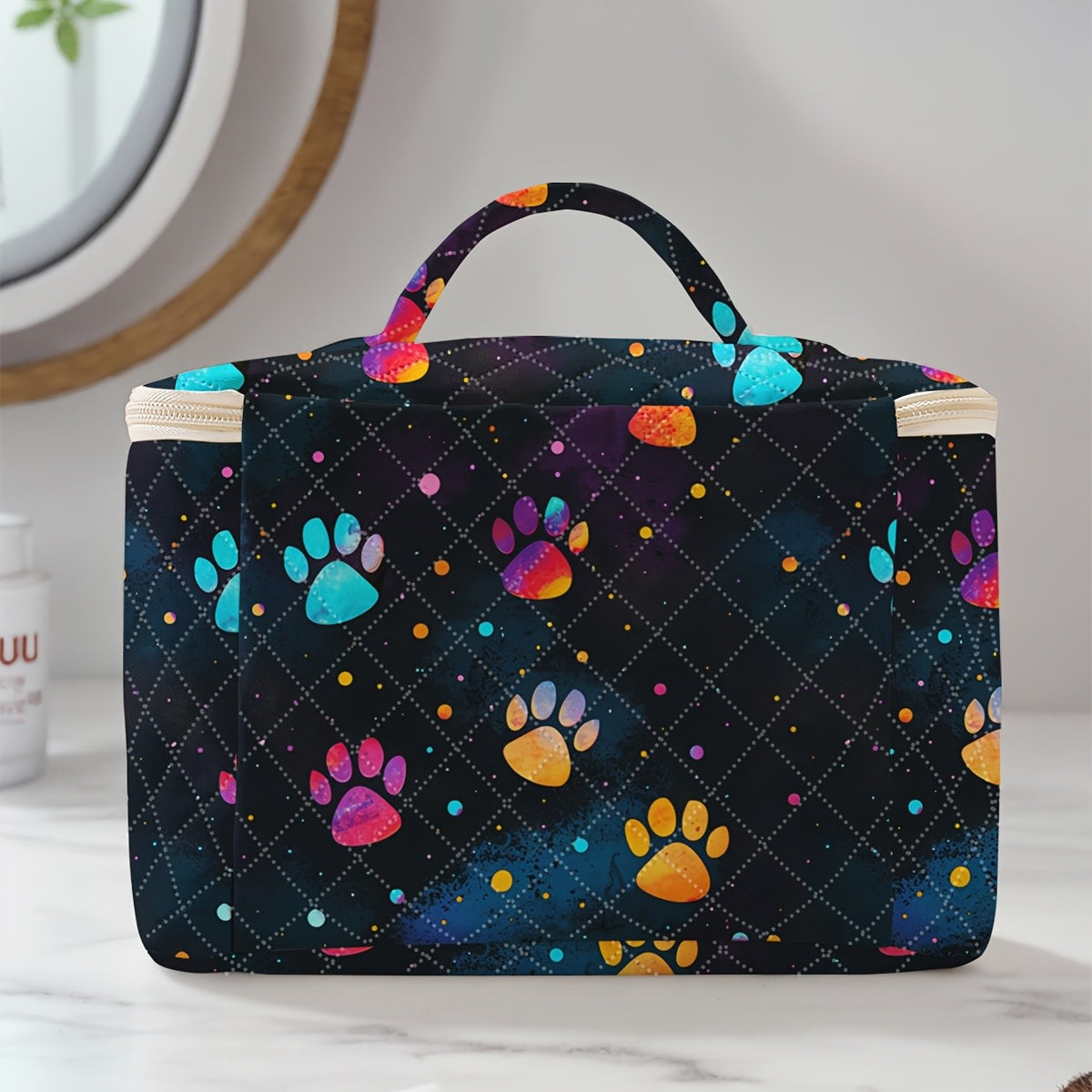 Colorful Paw Print Cosmetic Bag