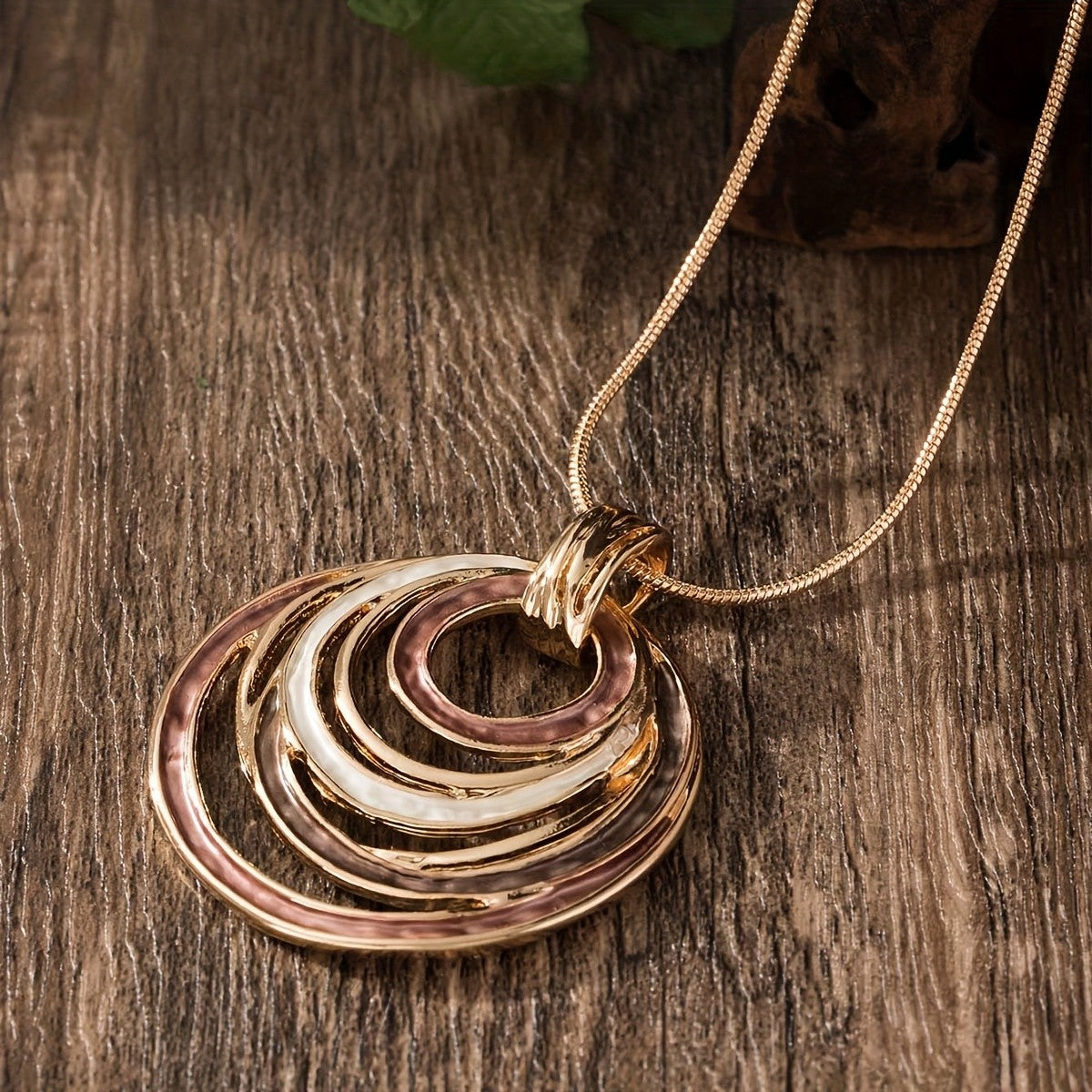 Multicolor Enamel Spiral Circle Necklace