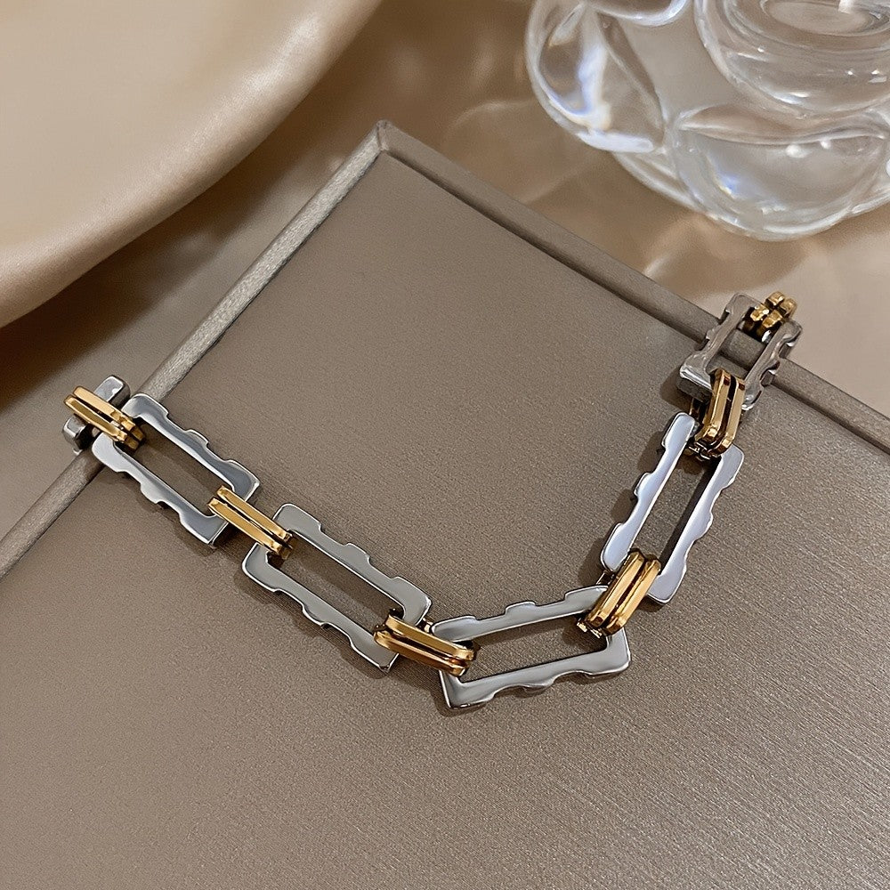 Two-Tone Geometric Link Bracelet