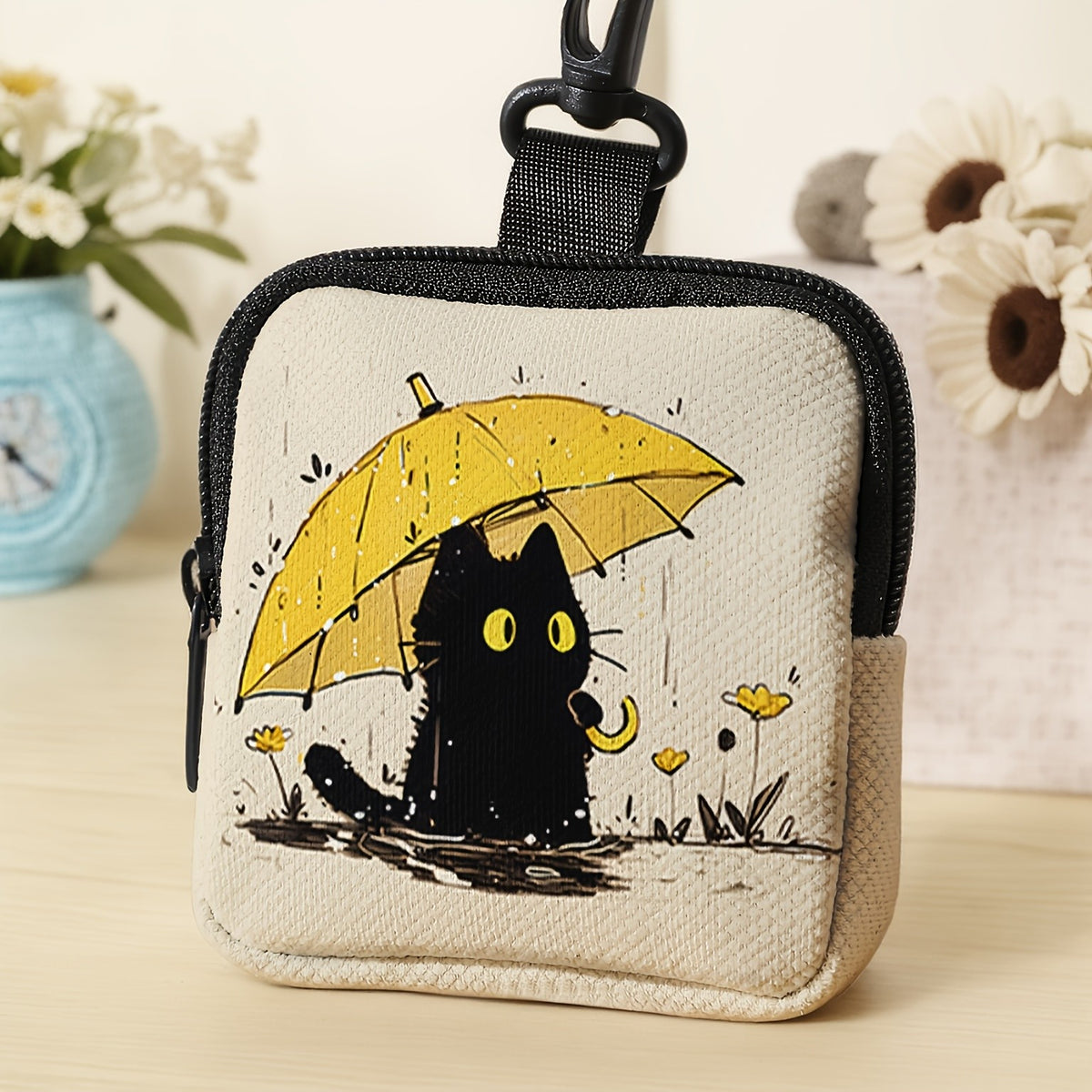 Black Cat Umbrella Zip Pouch