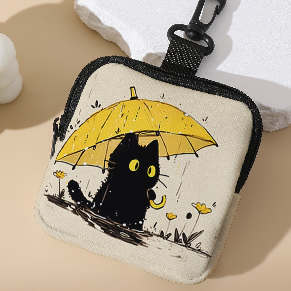 Black Cat Umbrella Zip Pouch