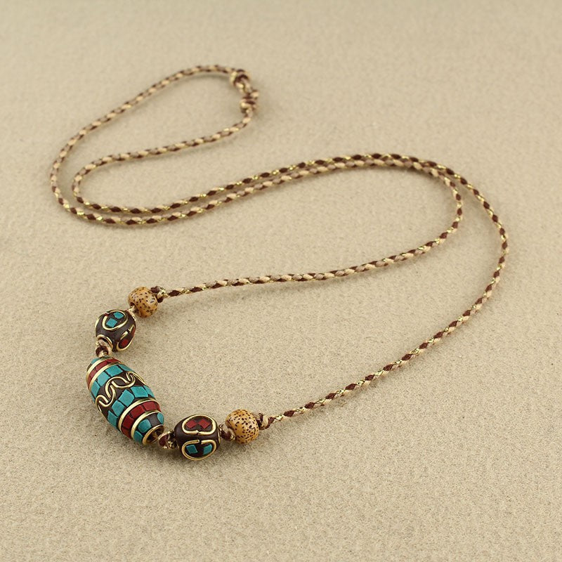 Turquoise Mosaic Floral Necklace