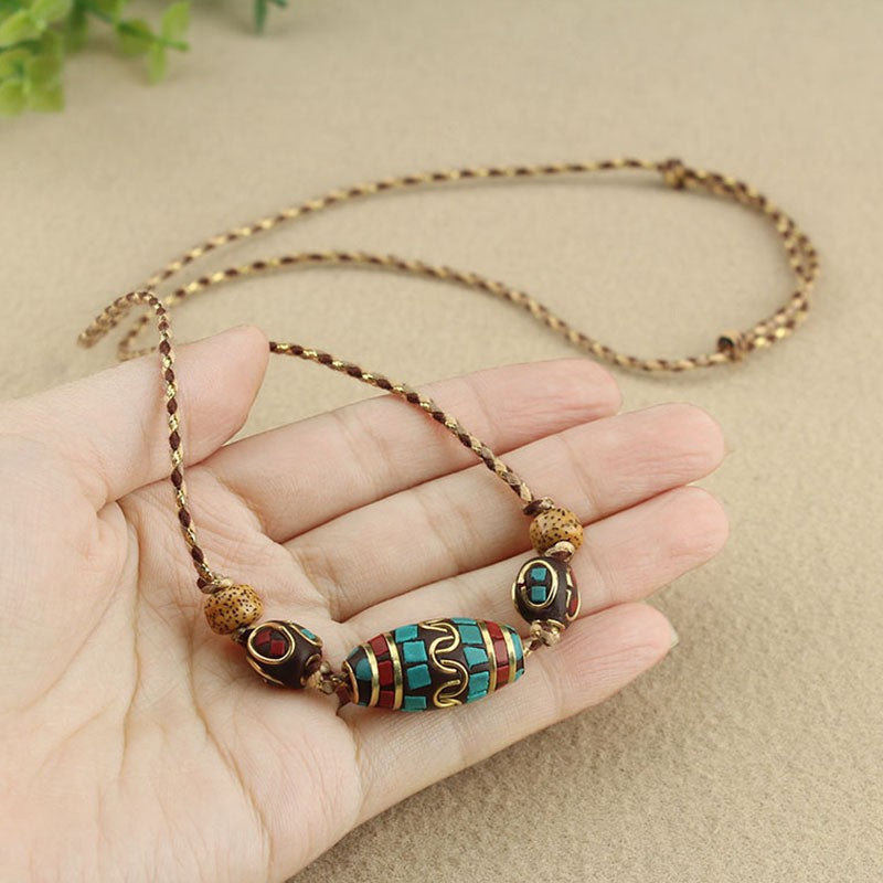 Turquoise Mosaic Floral Necklace