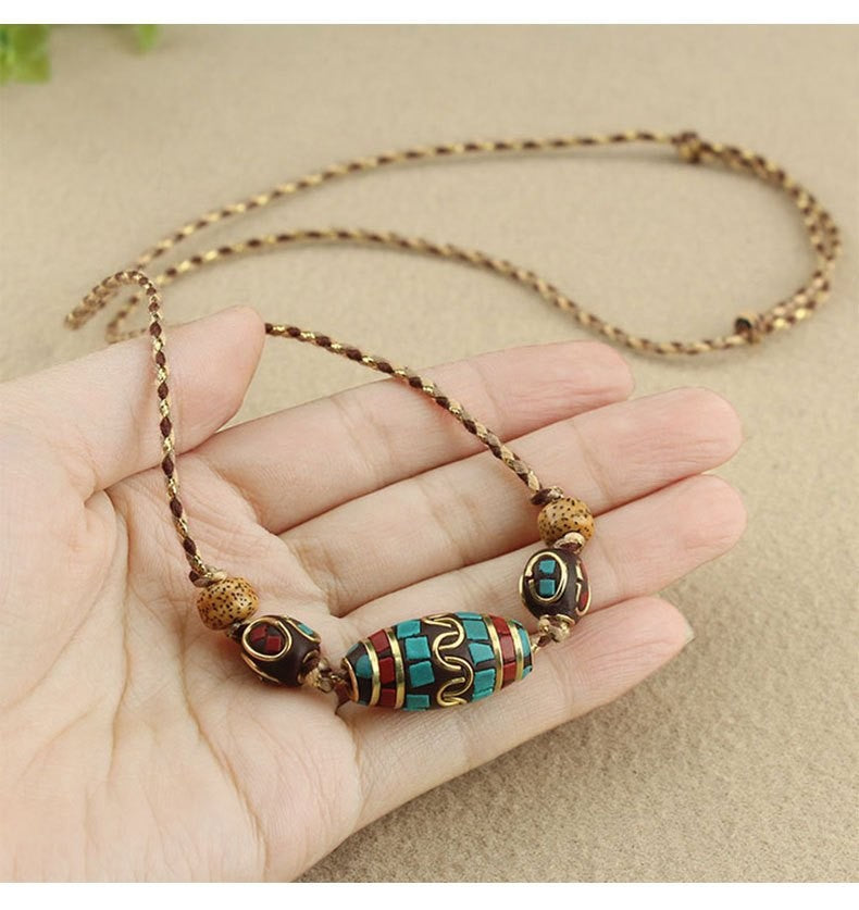 Turquoise Mosaic Floral Necklace