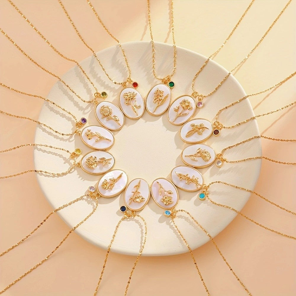 Floral Oval Shell Necklace
