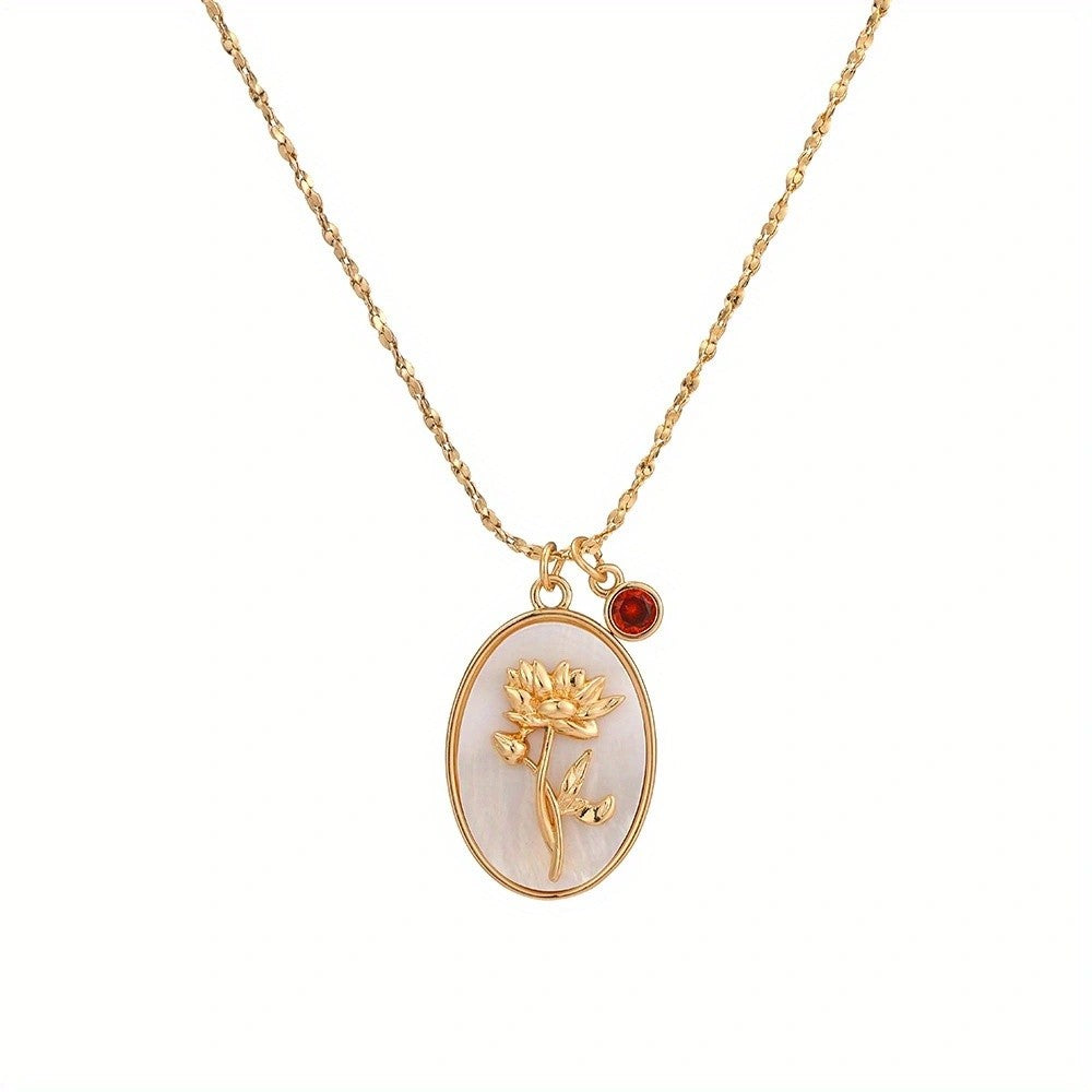 Floral Oval Shell Necklace