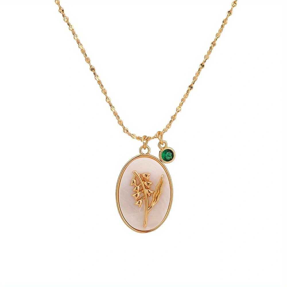 Floral Oval Shell Necklace