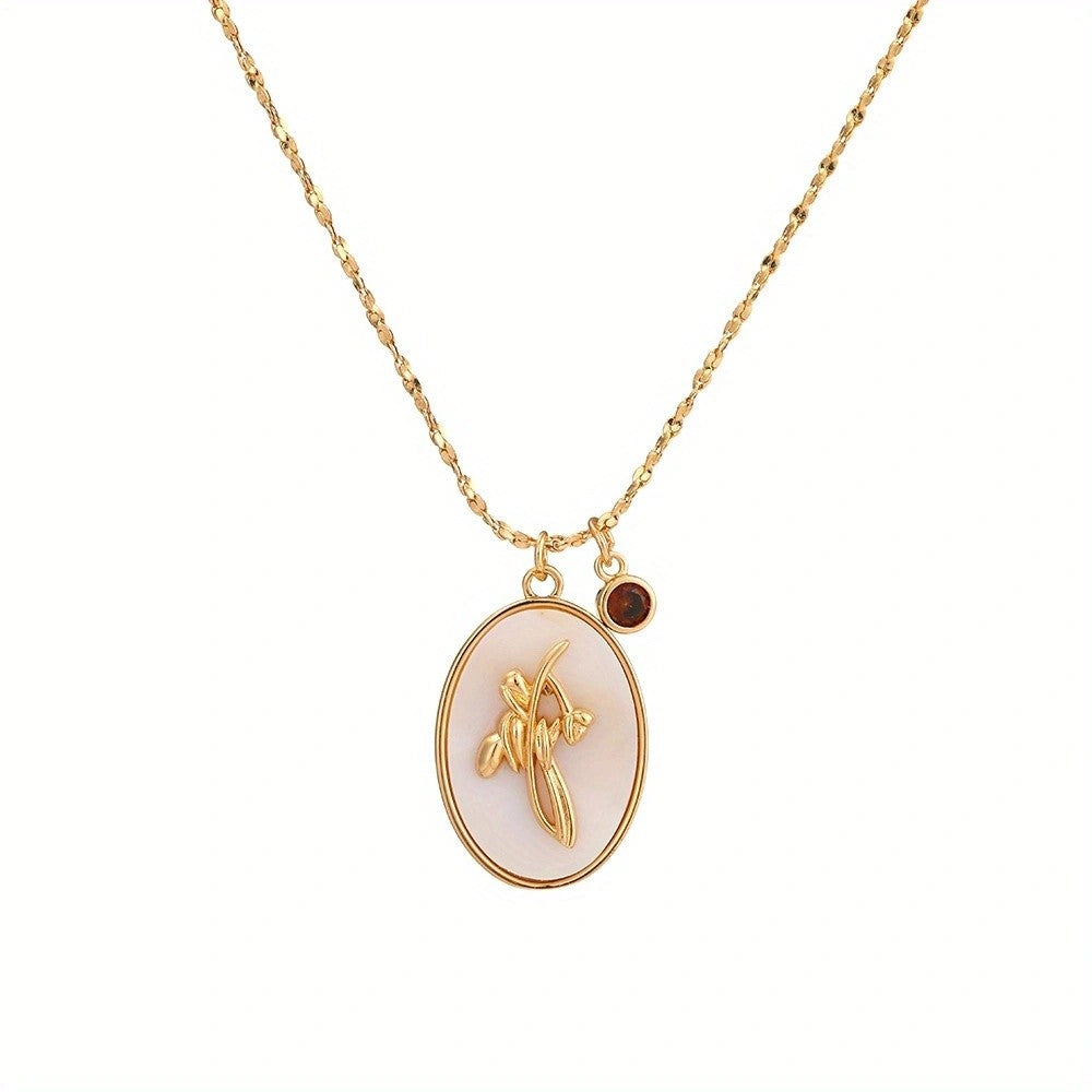 Floral Oval Shell Necklace