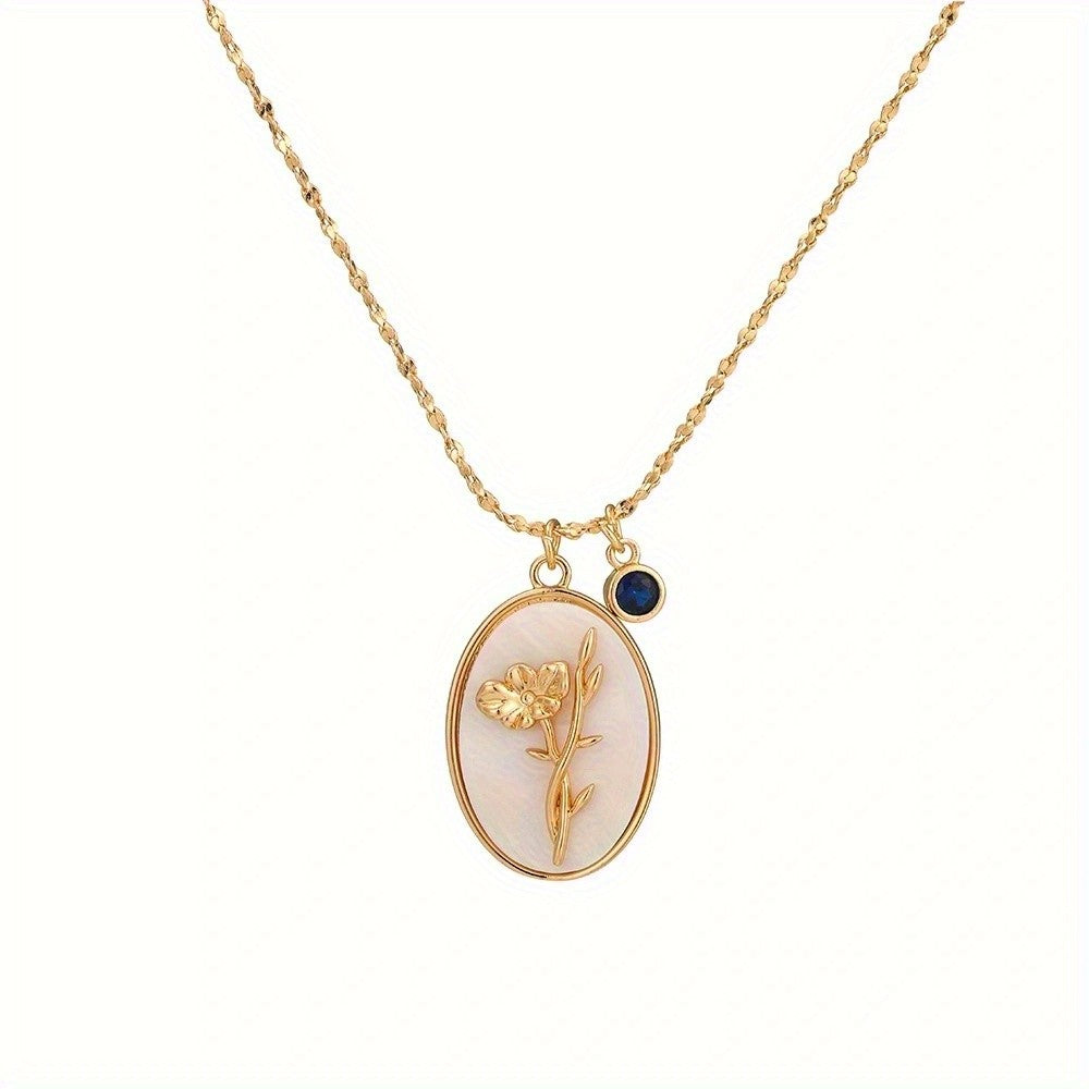 Floral Oval Shell Necklace
