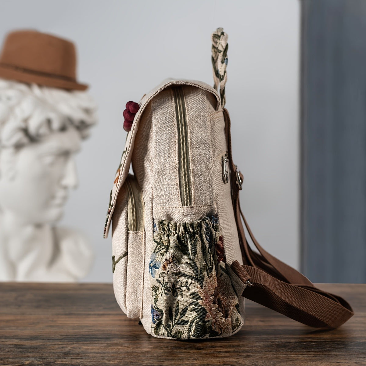 Beaded Grape Embroidered Backpack