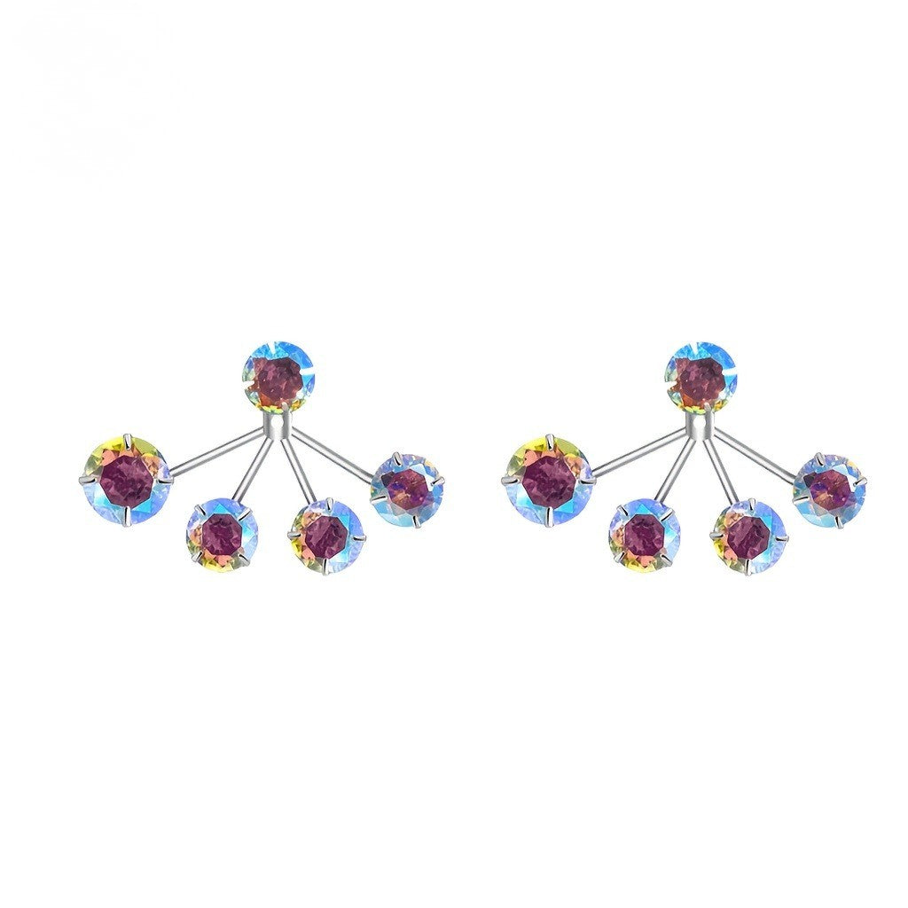 Colorful Zircon Flower Stud Earrings