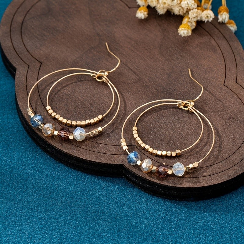Crystal Bead Hoop Earrings