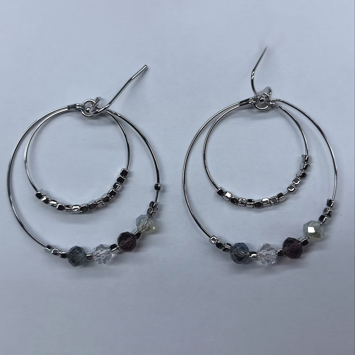 Crystal Bead Hoop Earrings