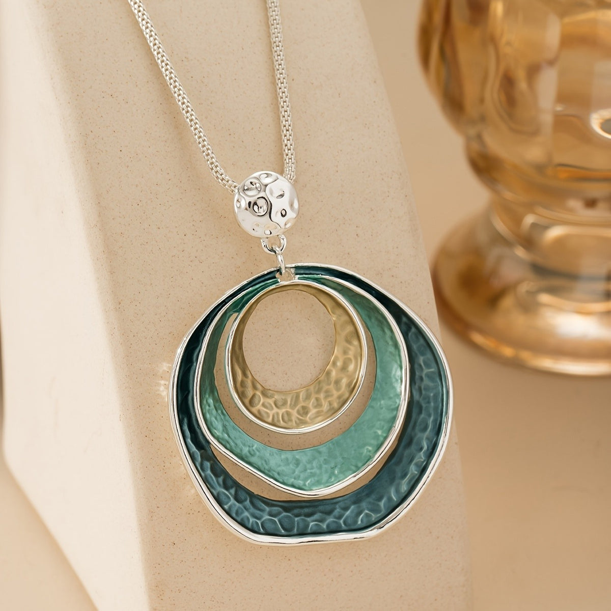 Textured Enamel Circle Necklace
