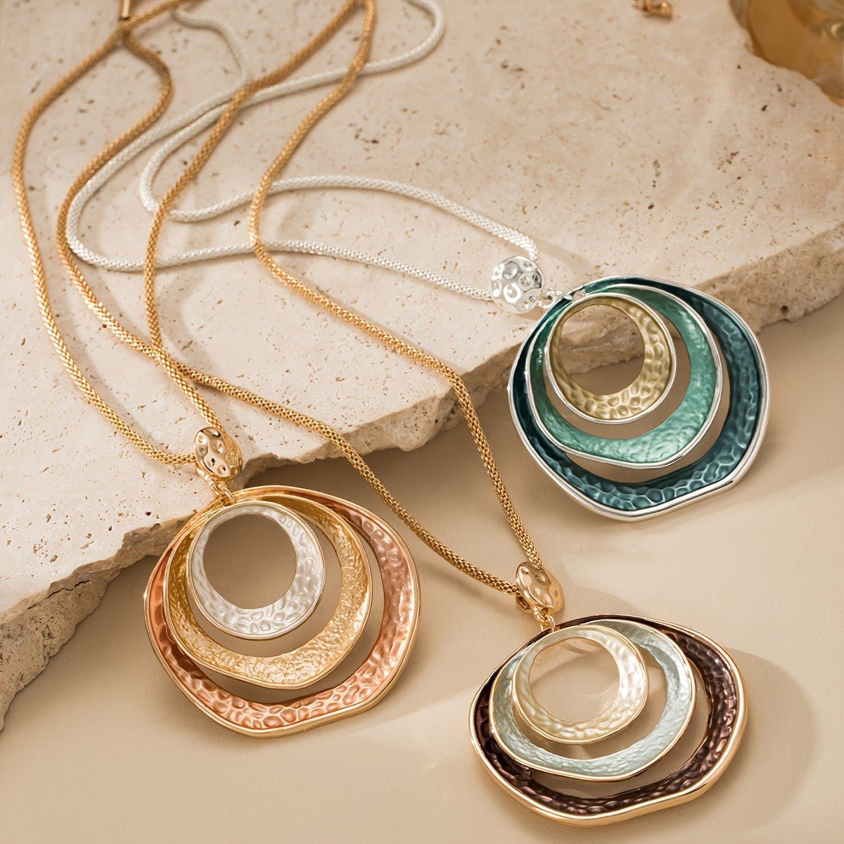Textured Enamel Circle Necklace