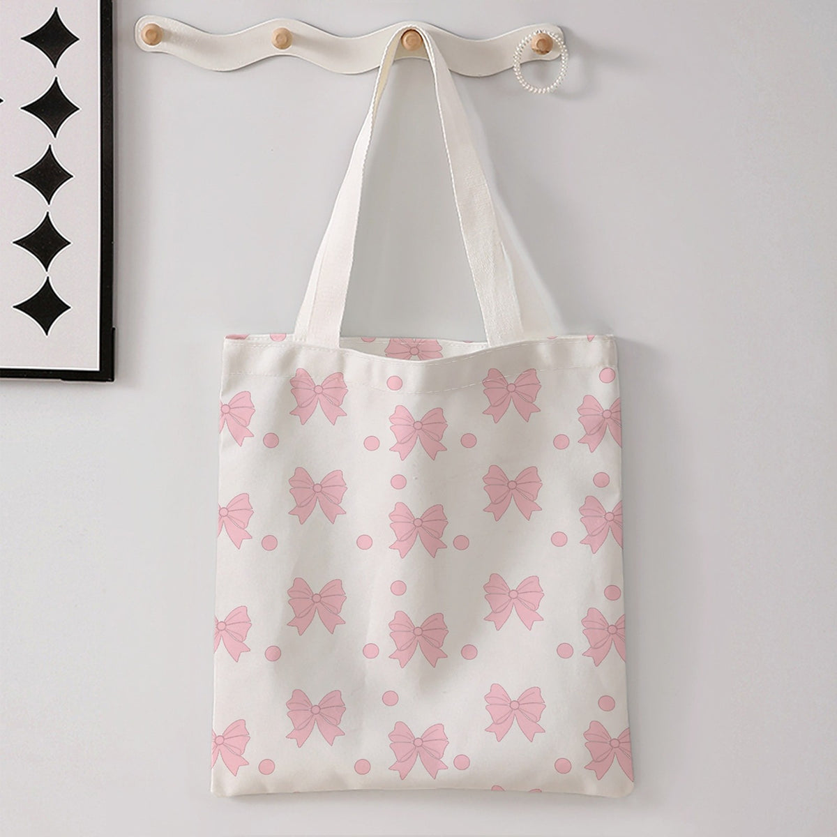 Pink Bow & Heart Tote Bag