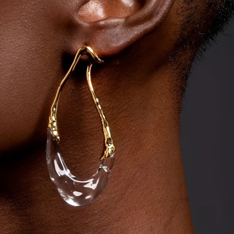 Organic Crystal Hoop Earrings