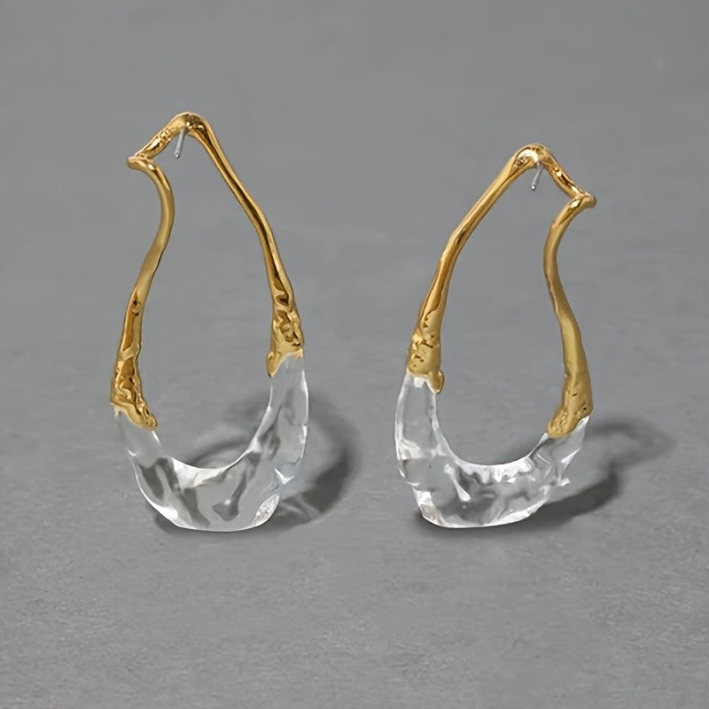 Organic Crystal Hoop Earrings