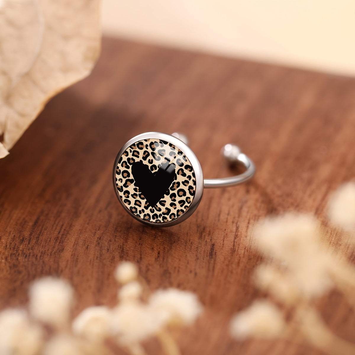 Leopard Heart Open Ring