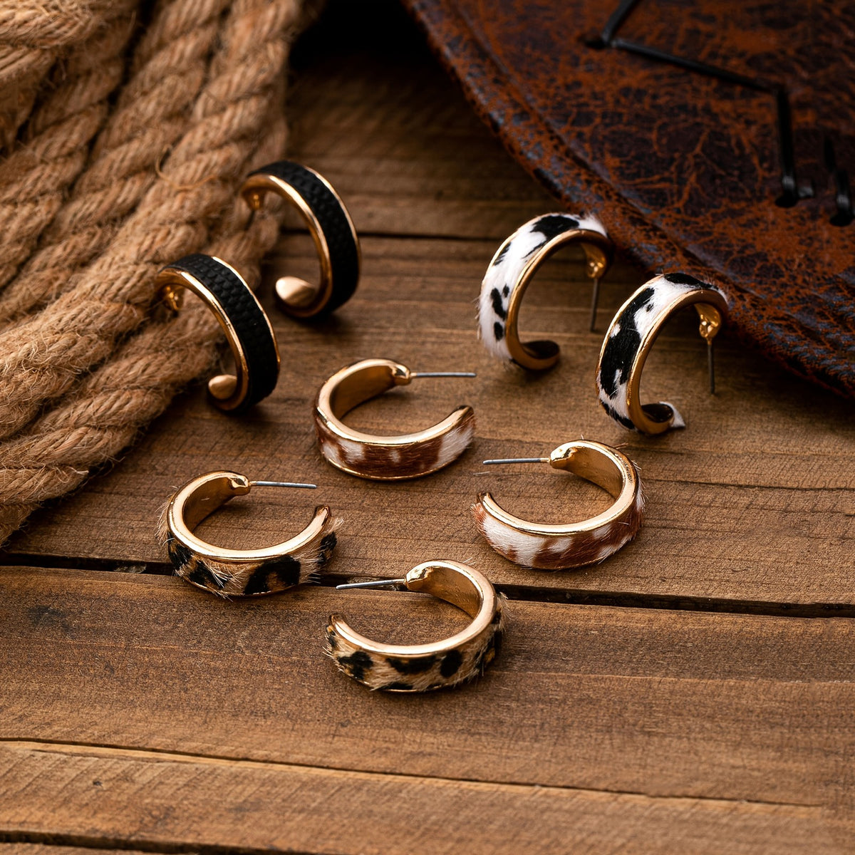 Fuzzy Leopard C-Hoop Earrings