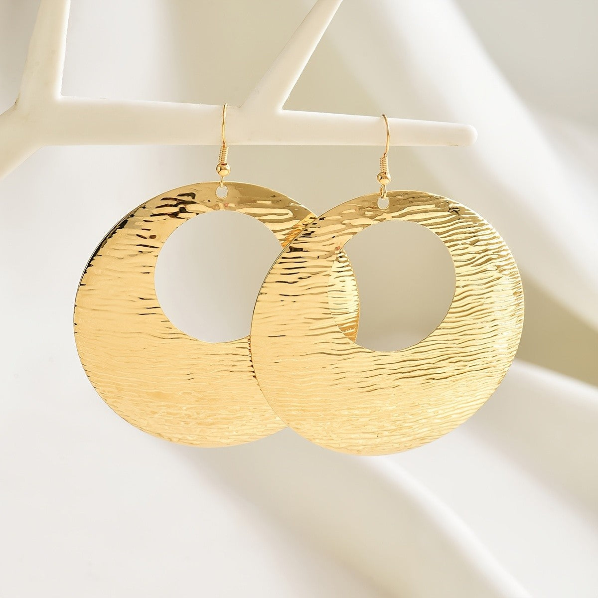 Textured Circle Drop Earrings