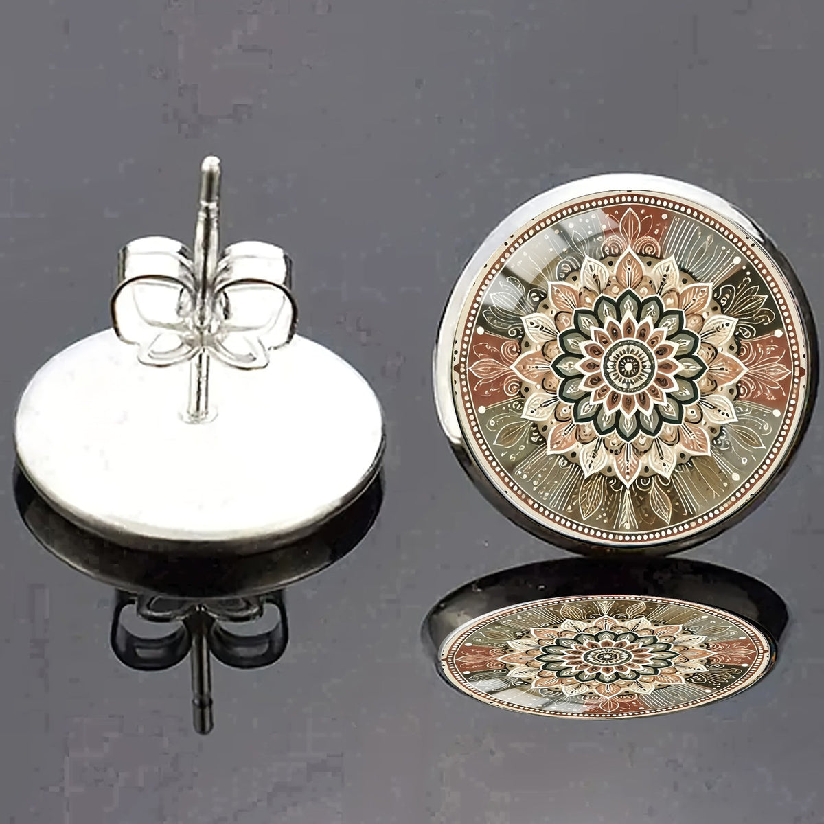 Desert Flower Mandala Stud Earrings