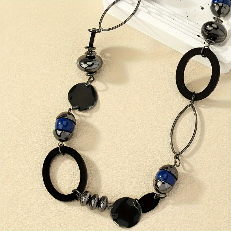 Black Resin Geometric Link Necklace
