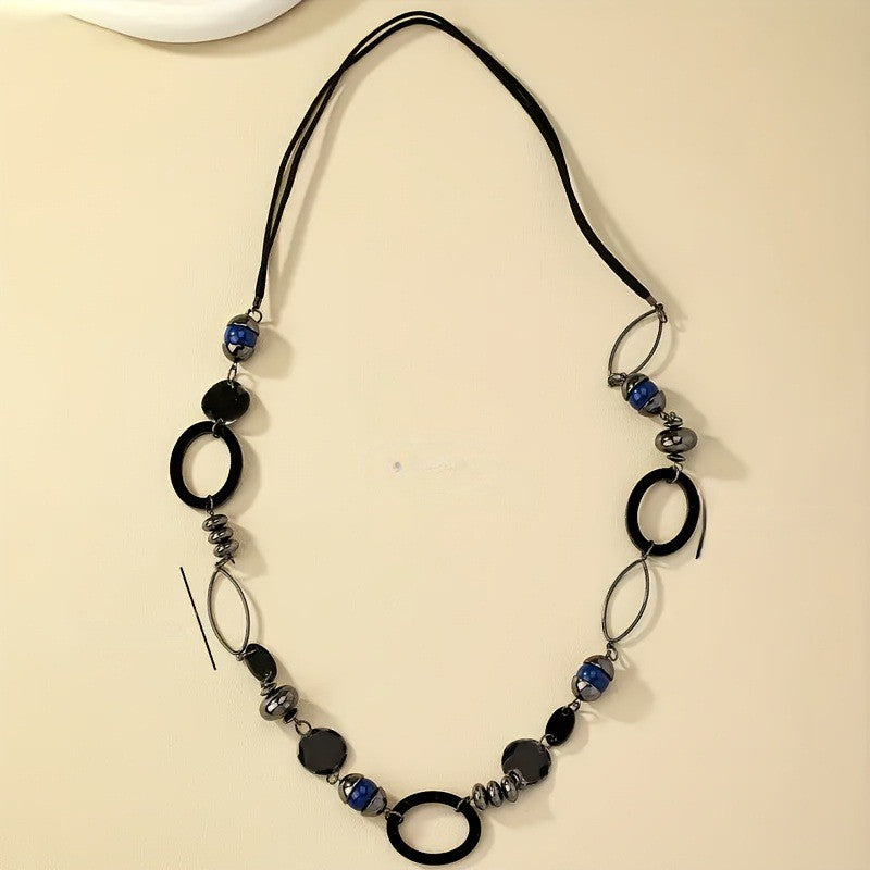 Black Resin Geometric Link Necklace