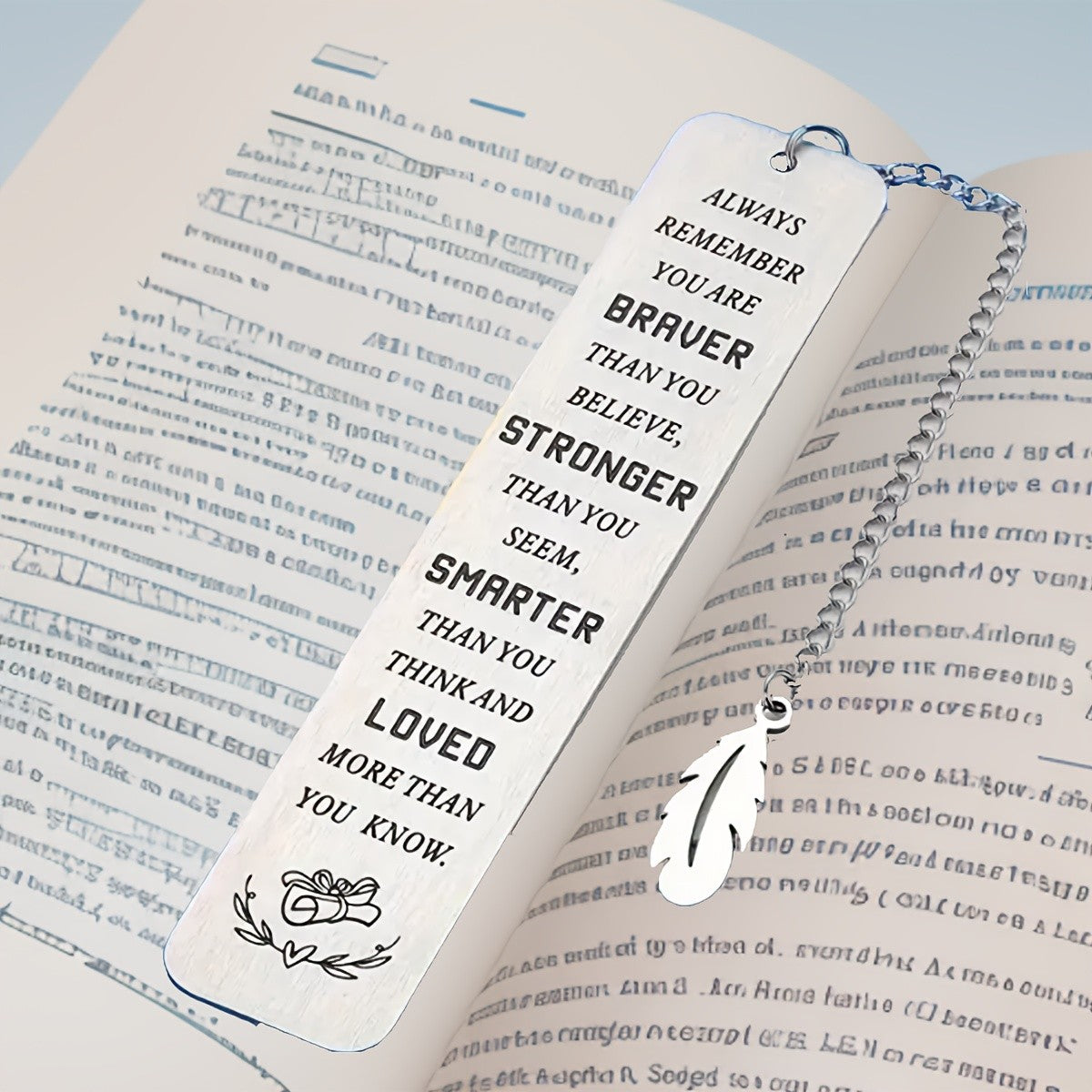 Heart Inspirational Feather Bookmark
