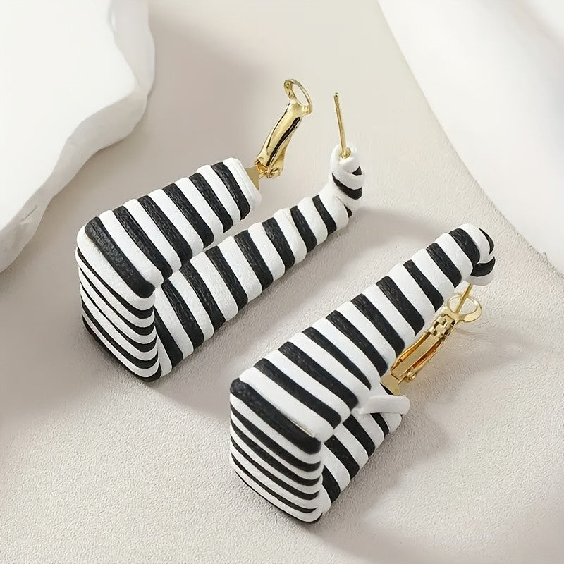 Striped Square Earrings