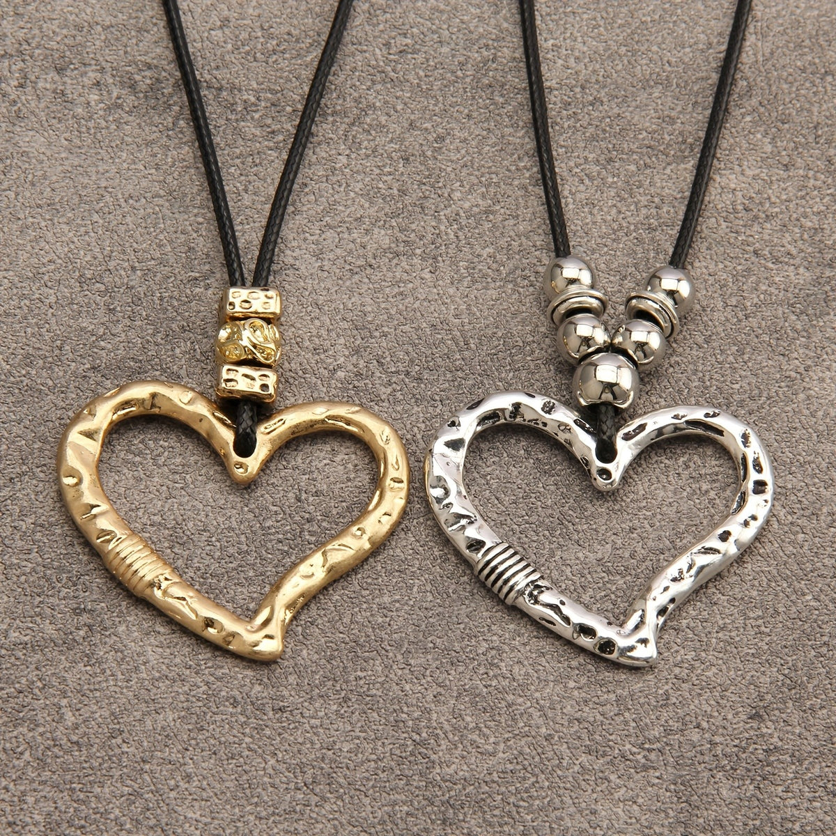 Textured Heart Cord Necklace