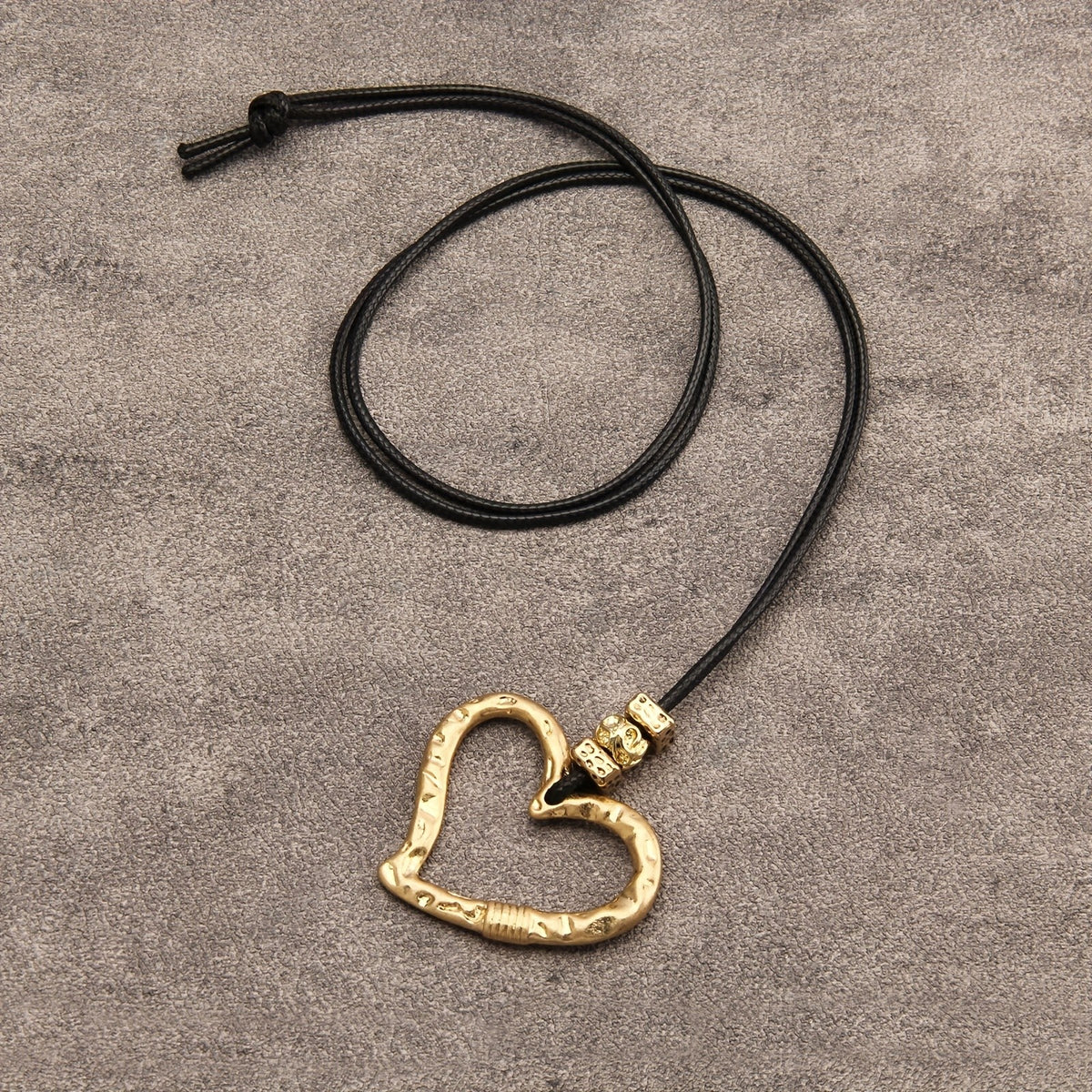 Textured Heart Cord Necklace