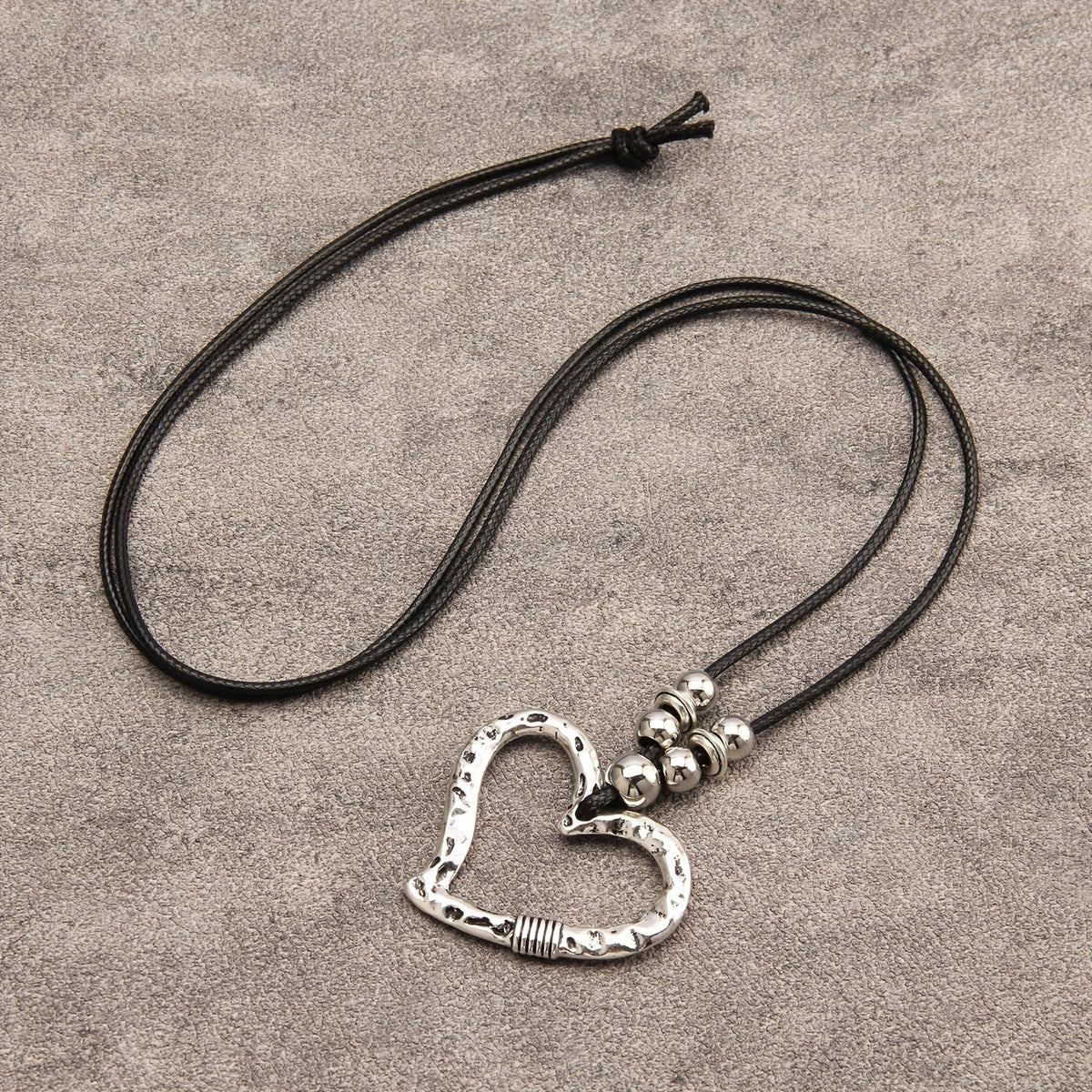 Textured Heart Cord Necklace