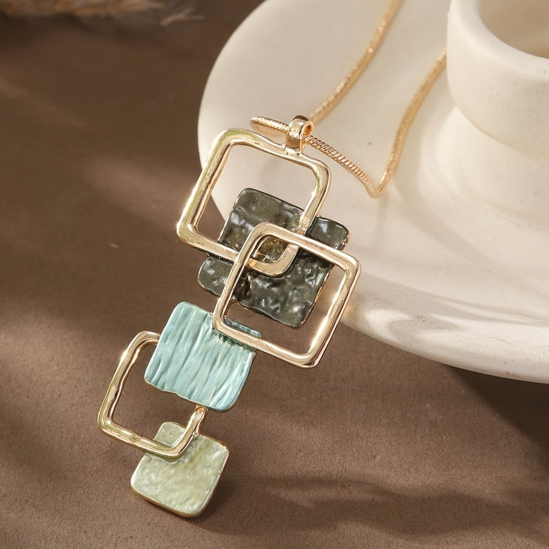 Textured Square Cascade Necklace