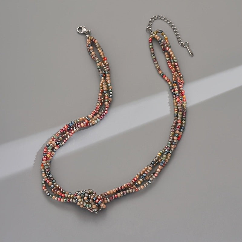 Multi-Strand Crystal Knot Necklace