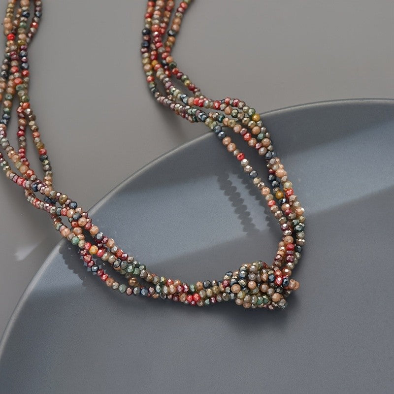 Multi-Strand Crystal Knot Necklace
