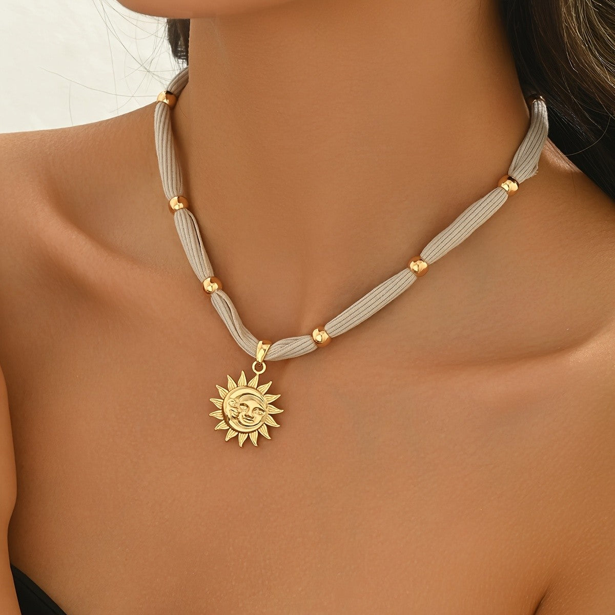 Sun Face Charm Necklace